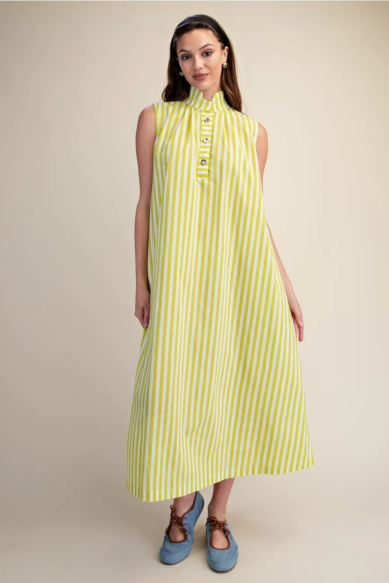 Stripe Midi Dress - Lime