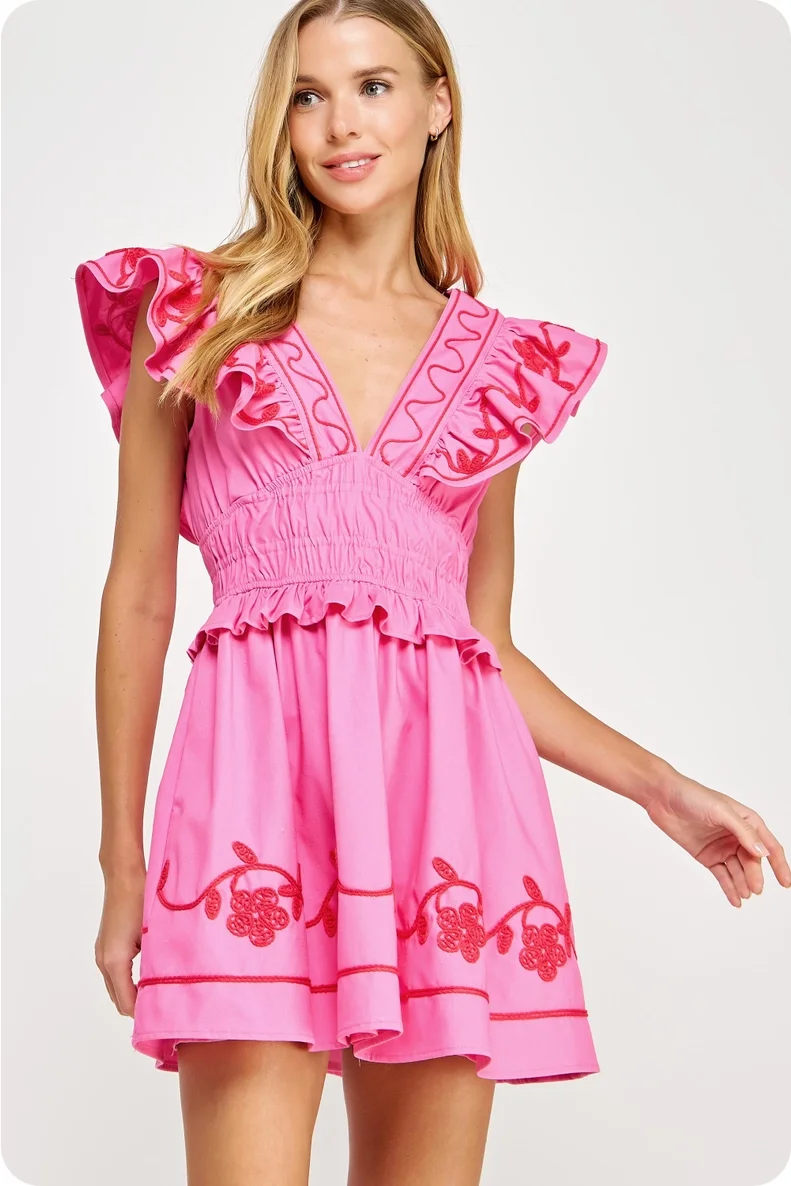 Pink and Red Mini Dress