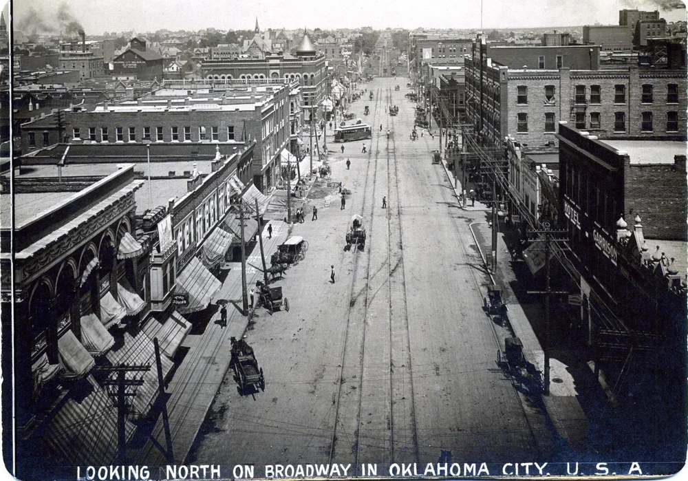 Historic view looking north on Broadway in Oklahoma City
