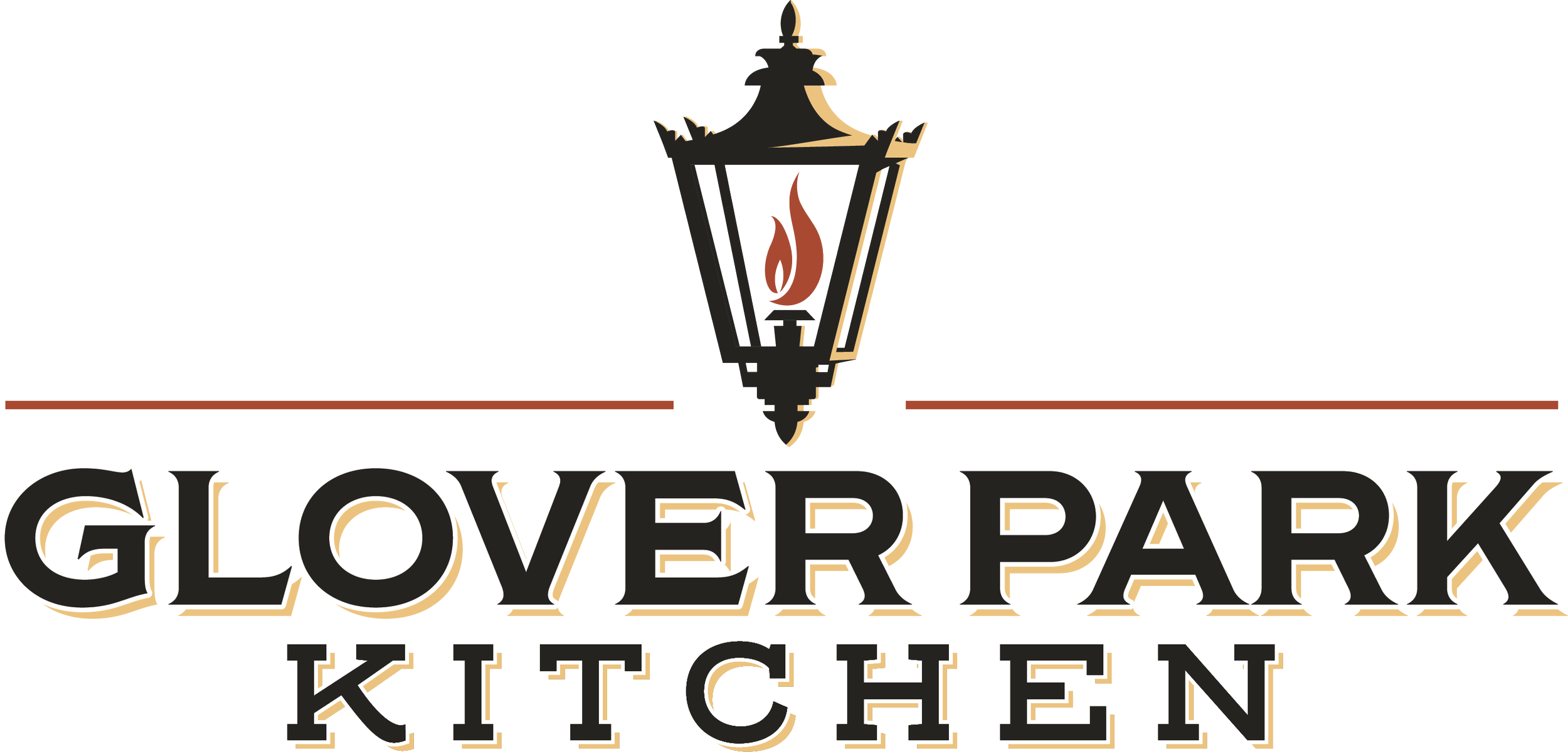 Logo for Glover Park Kitchen featuring a stylized lantern with a flame above the text 'Glover Park Kitchen'.