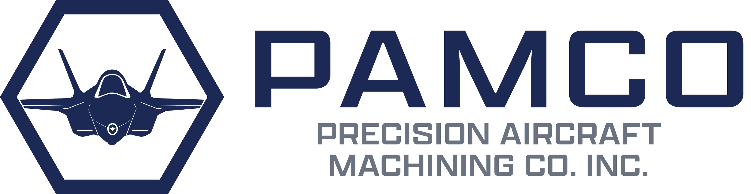 Logo of PAMCLO Precision Aircraft Machining Co. Inc. featuring a stylized aircraft within a hexagon and the company name in bold letters.