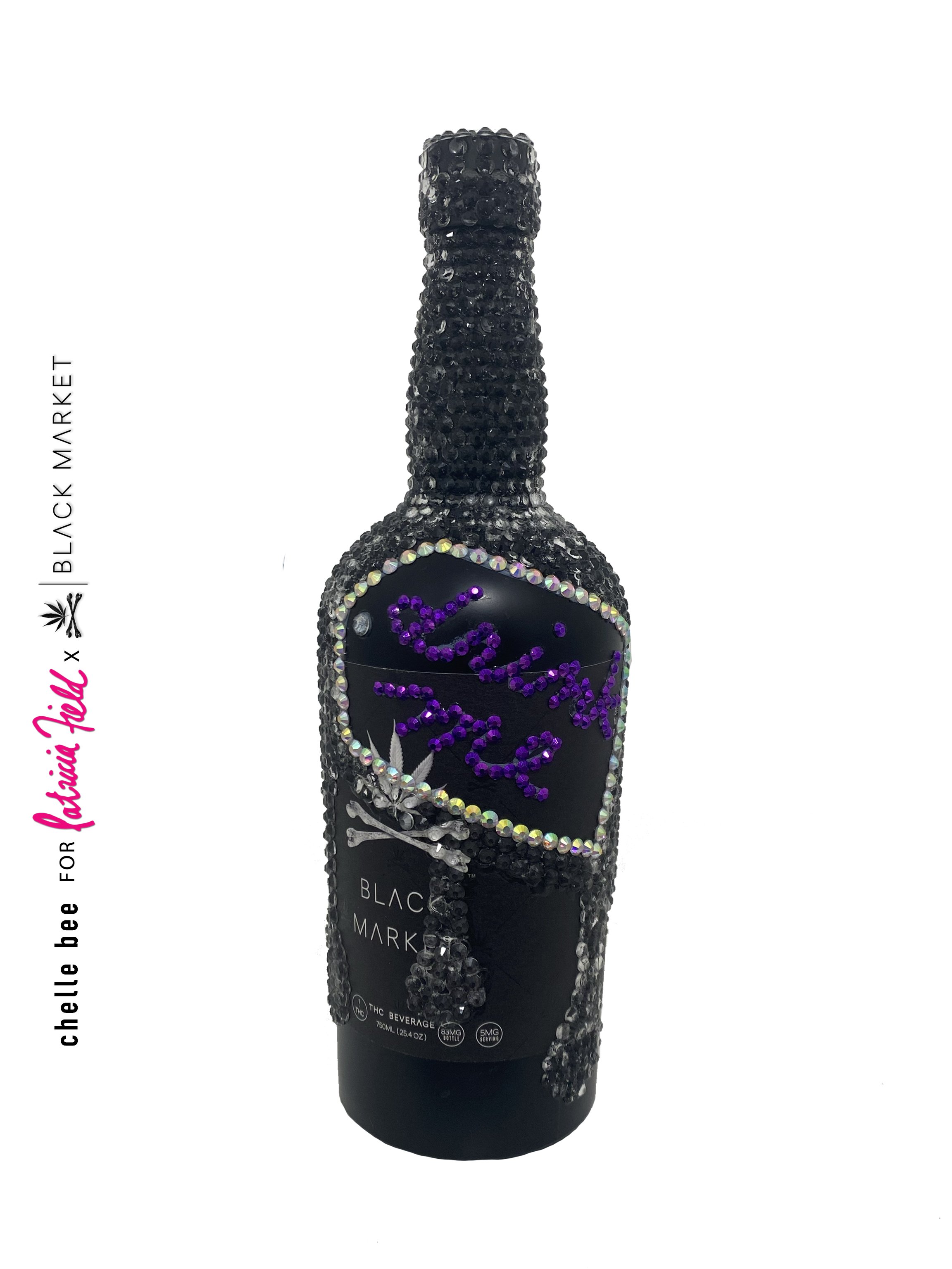 chelle bee rhinestone embellished Black Market whiskey bottle for Black Market x Patricia Field ARTFashion New York Fashion Week 2026