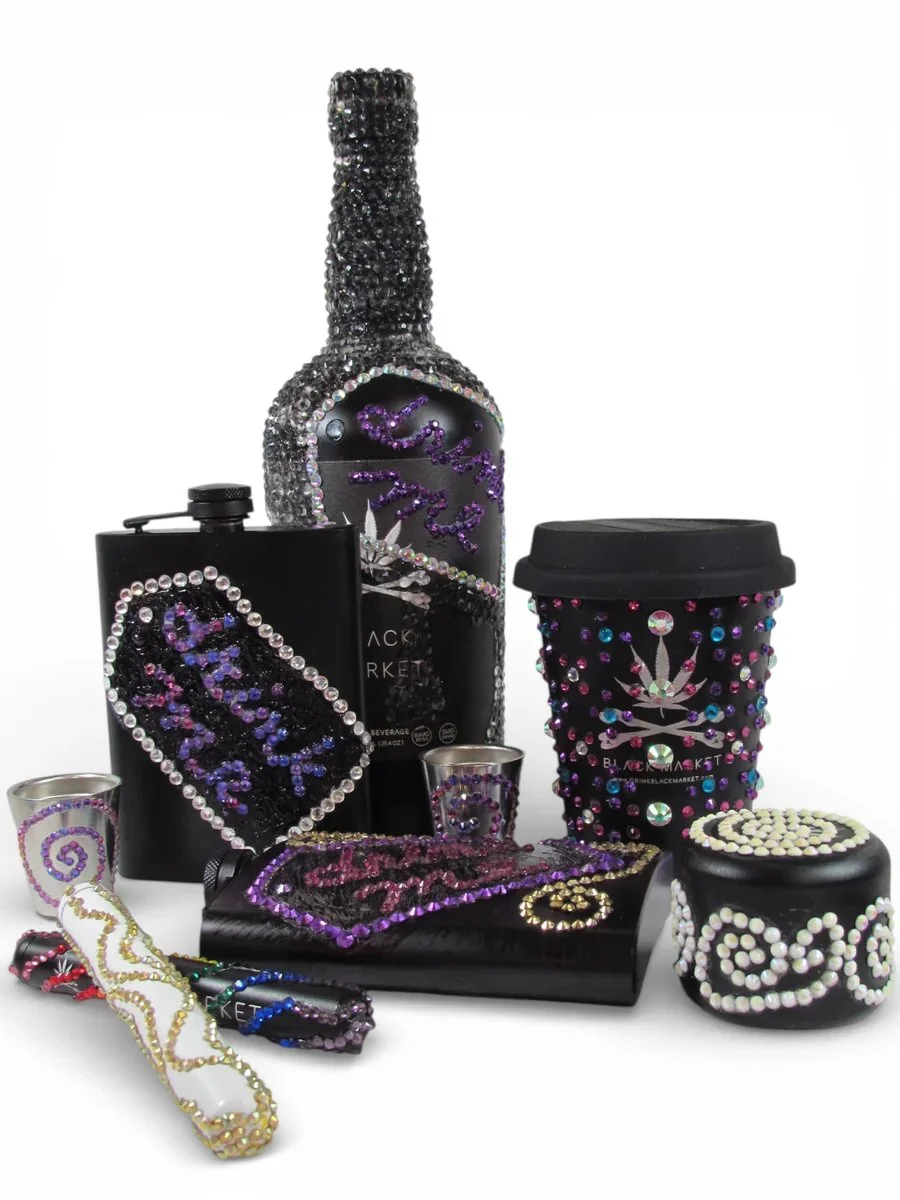 chelle bee rhinestone embellished Black Market whiskey bottle and accessories collection for Patricia Field ARTFashion NYFW 2026