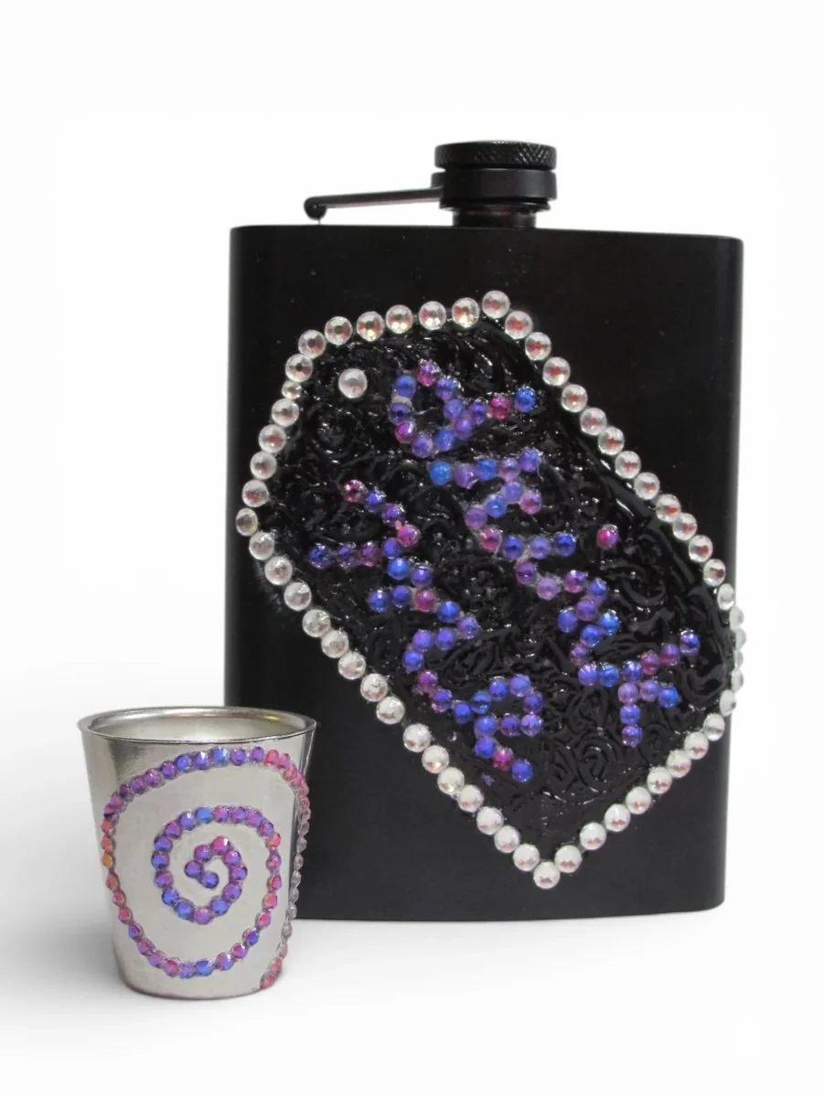 chelle bee rhinestone embellished flask from Black Market x Patricia Field ARTFashion collection New York Fashion Week 2026