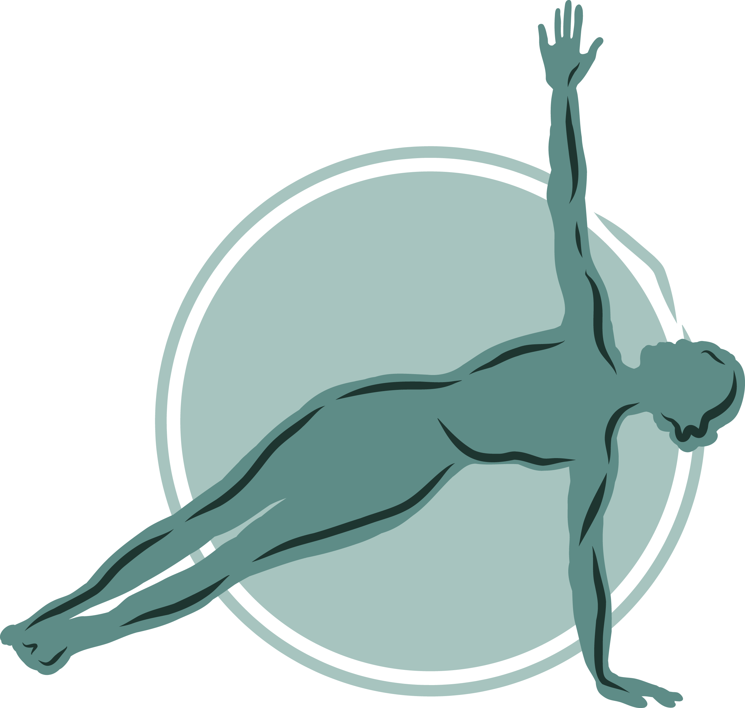 Illustration a woman practicing pilates, set against a dark background.