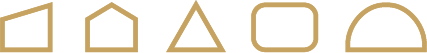 Sequenza di forme geometriche: quadrato inclinato, pentagono, triangolo, trapezio, cerchio, quadrato, semicerchio