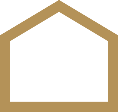 Un'immagine di una forma geometrica a forma di pentagono con un bordo dorato e uno spazio vuoto all'interno, sfondo nero.