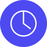 Purple clock showing 3:00
