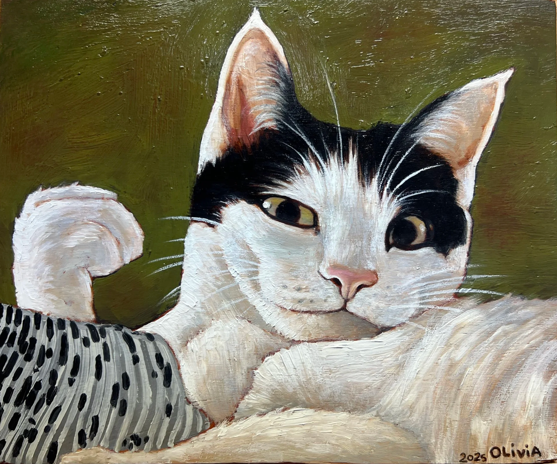 Blubbie painting, 8"x9" -oil paint on wood