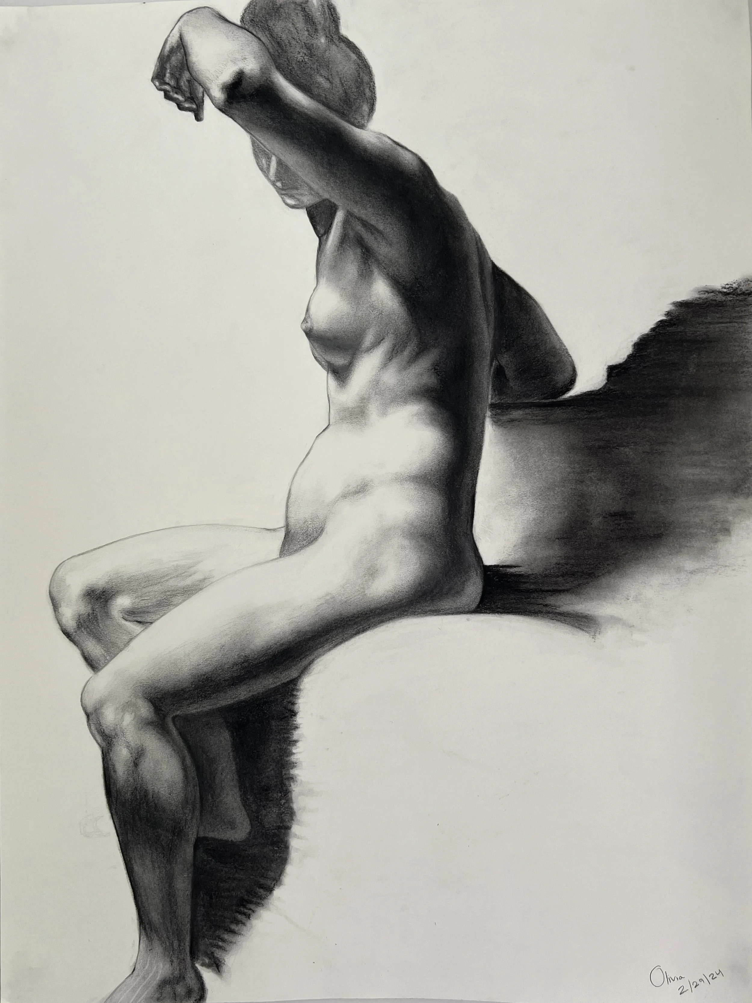 Figure Drawing Master Copy, 18"x24"- graphite and charcoal pencil