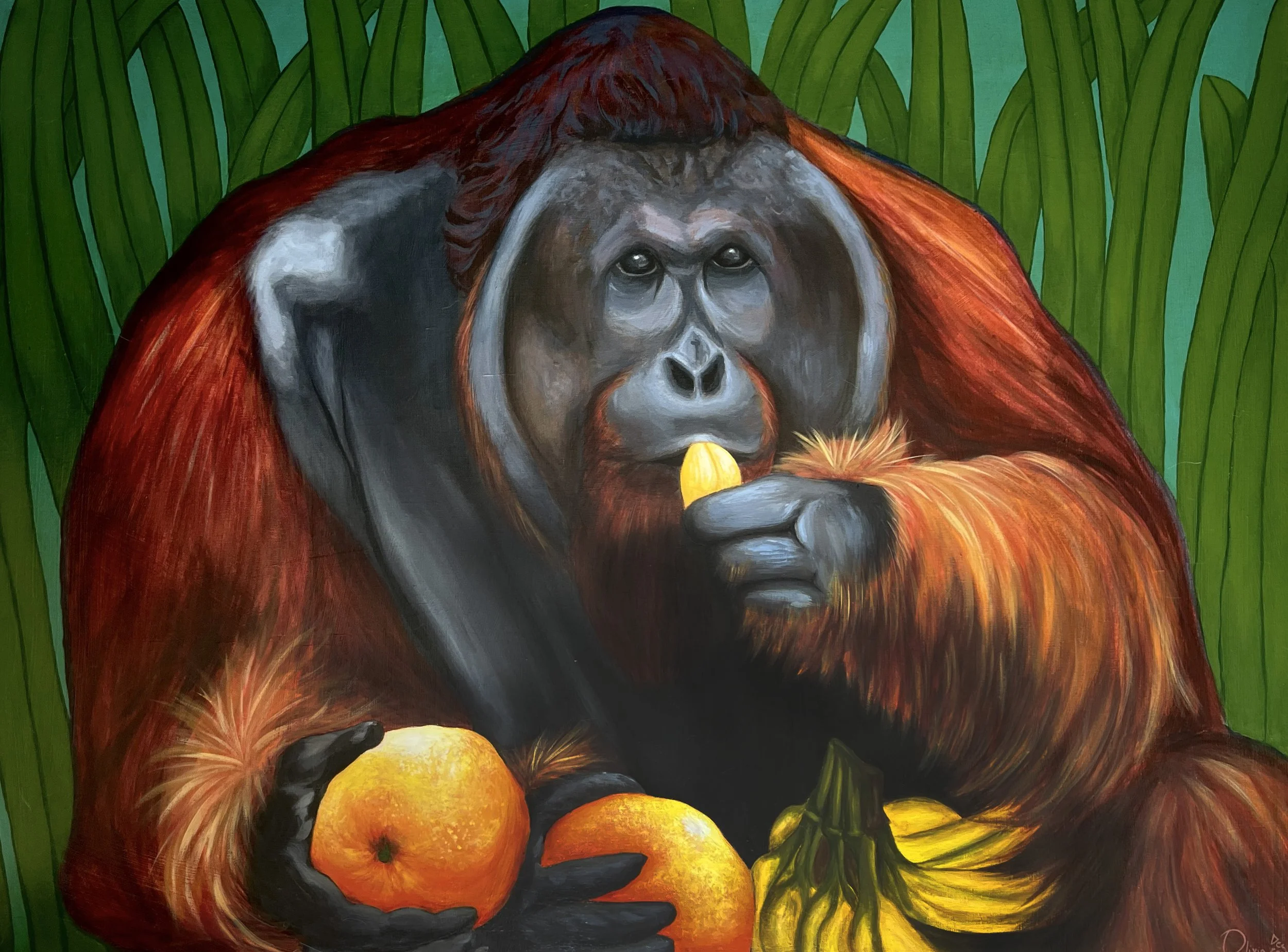 Orangutan painting, 30"x40" -acrylic paint on canvas