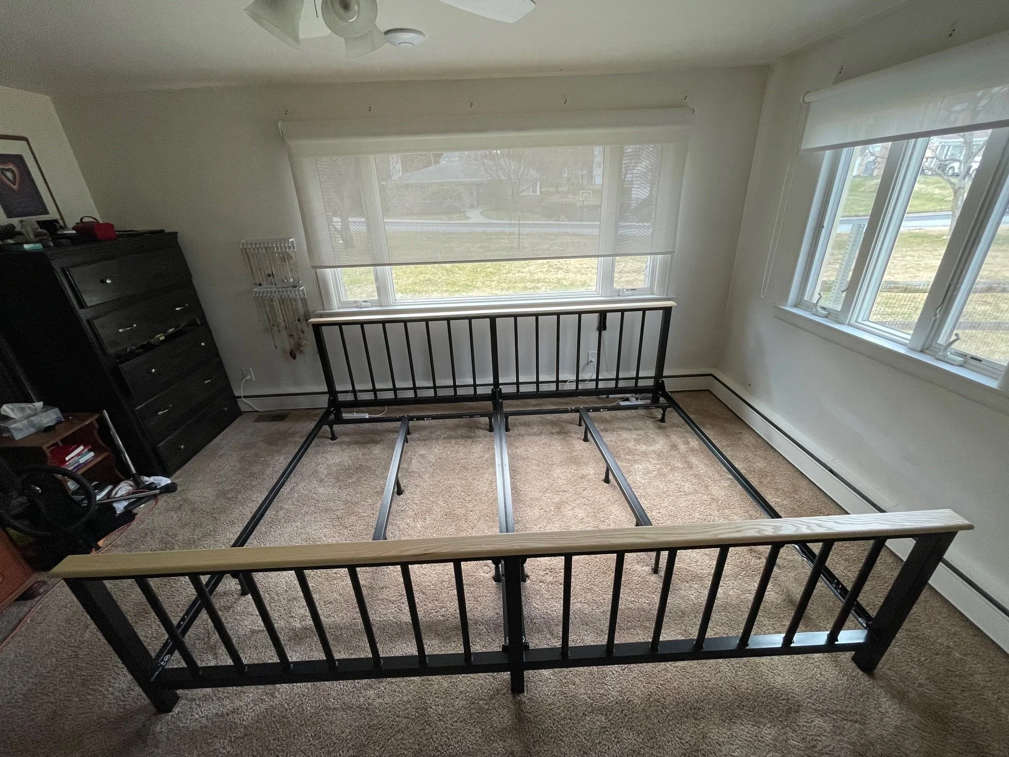 Extra large headboard and foot board for custom sized bed frame.