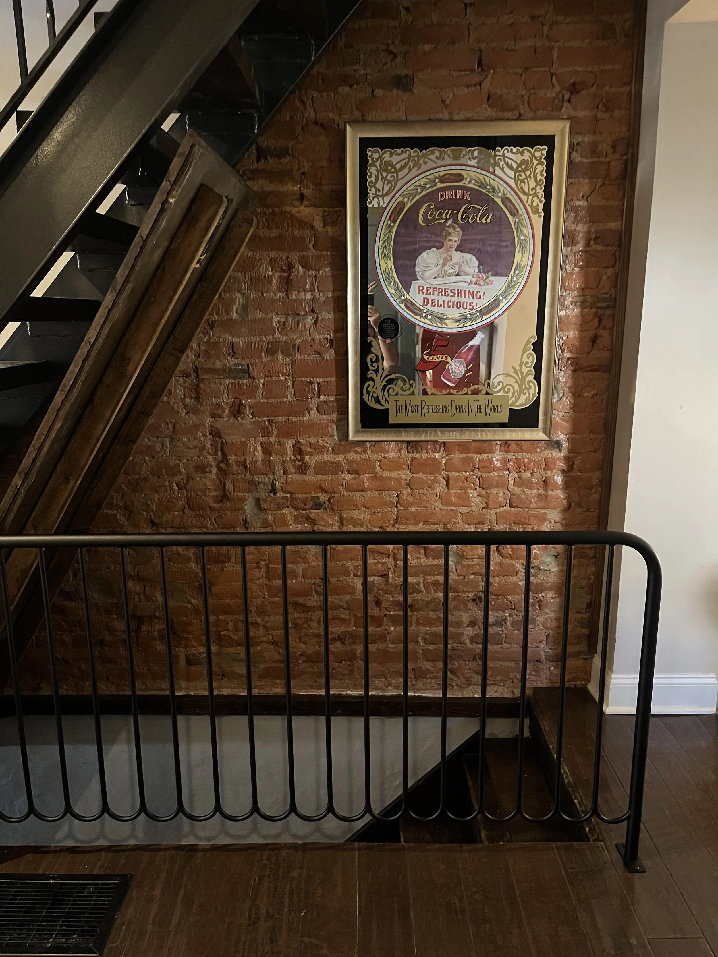 Interior guard rail with scalloped detail. 