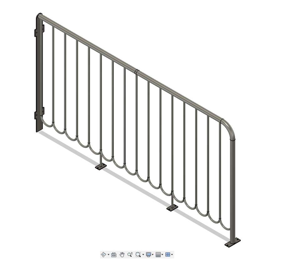Interior guard rail with scalloped detail. 