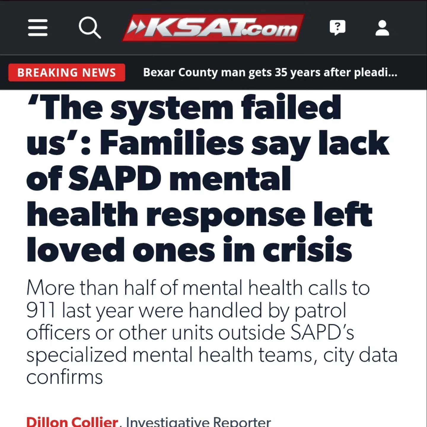 Speaking up for change. 🎗️
I was honored to be featured in @ksatnews @saliveksat investigation into gaps in San Antonio's mental health crisis response &mdash; a conversation I feel strongly about, both as a psychiatrist and as an advocate for our c