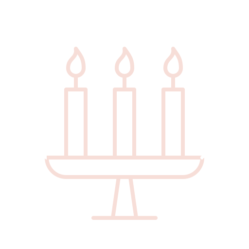 A minimalist illustration of a birthday cake with three lit candles on top.