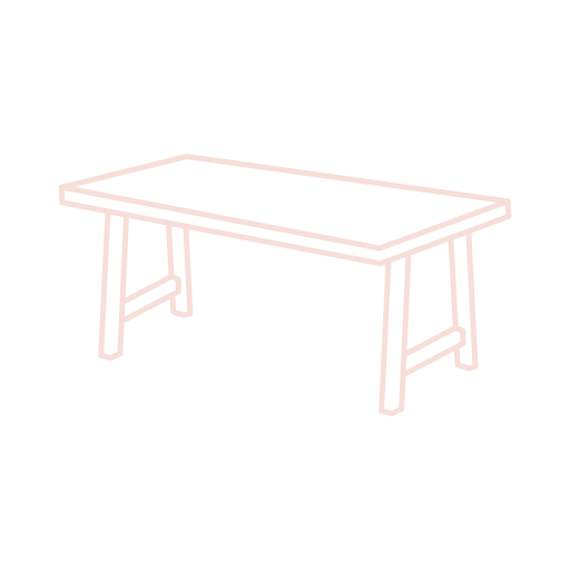Outline drawing of a rectangular table with four legs on a black background.