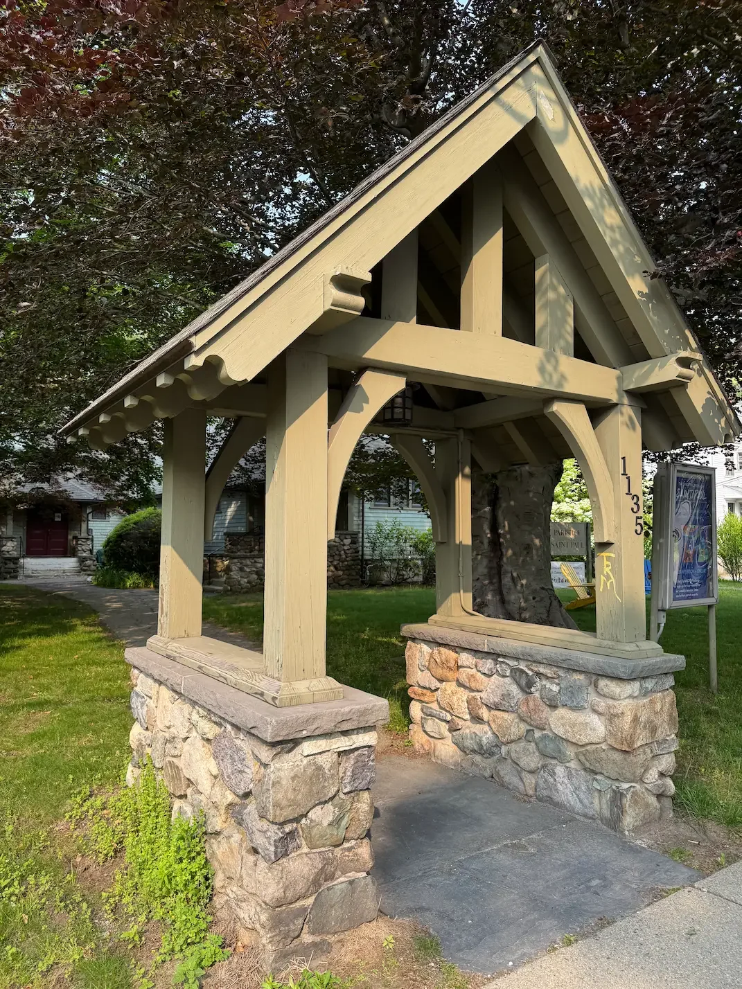 Entrance gate at Parish of St. Paul Episcopal Church in Newton Highlands, Massachusetts