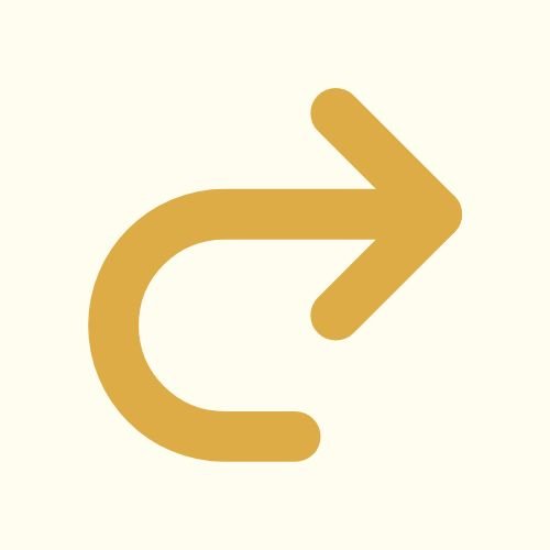 Ein goldener Pfeil, der eine Linkskurve macht und nach rechts zeigt.