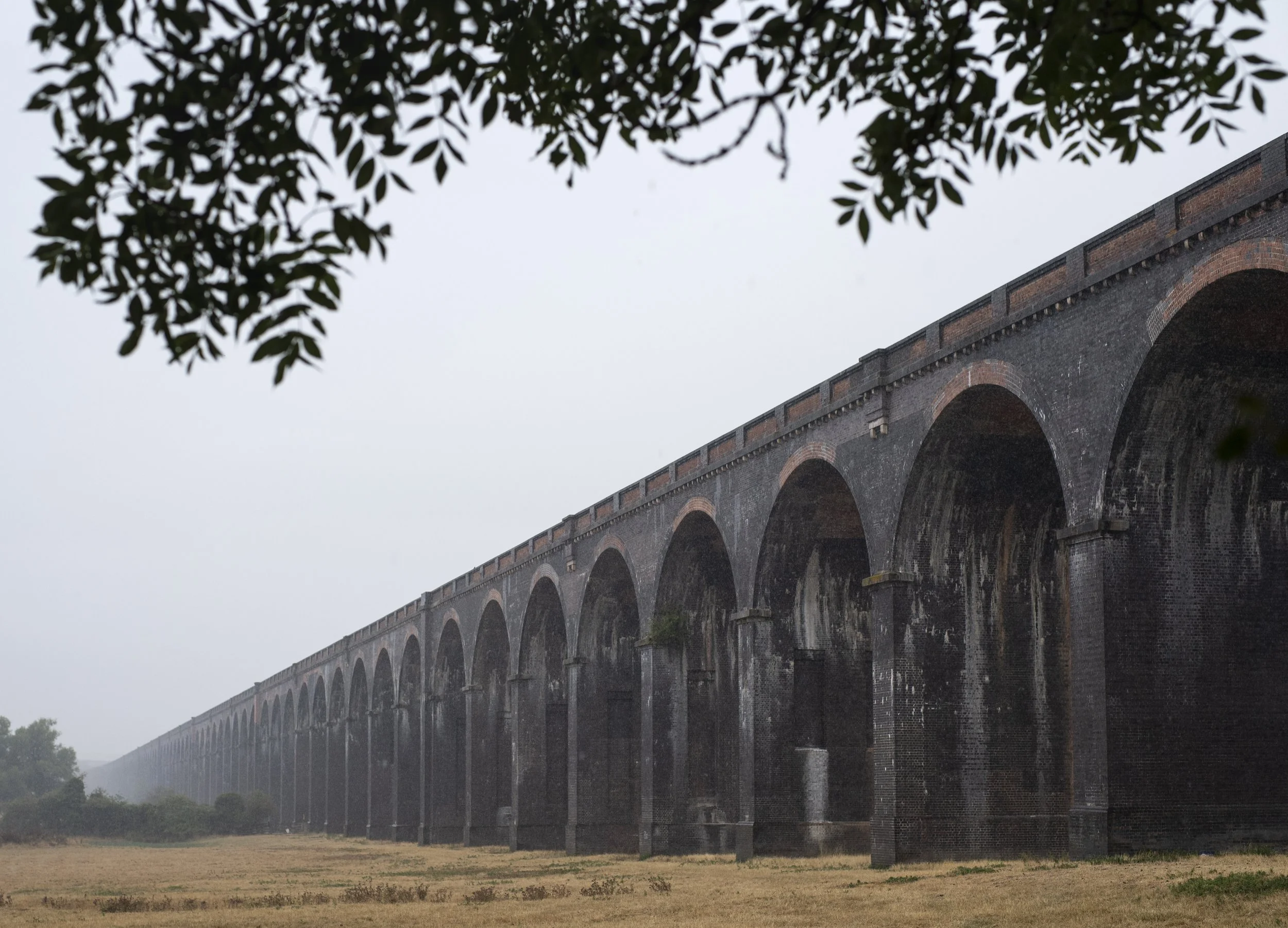The viaduct in the first rain for two months, 27th August 2026.