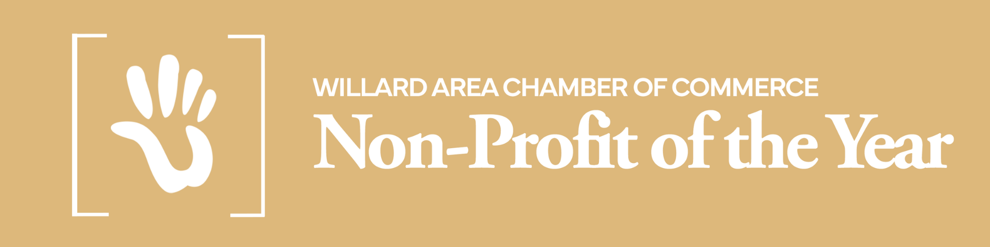 Gold banner with the Care to Learn logo and text 'Non-Profit of the Year'.