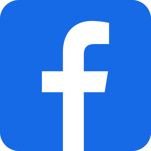 Ícone do Facebook com fundo azul e letra branca.