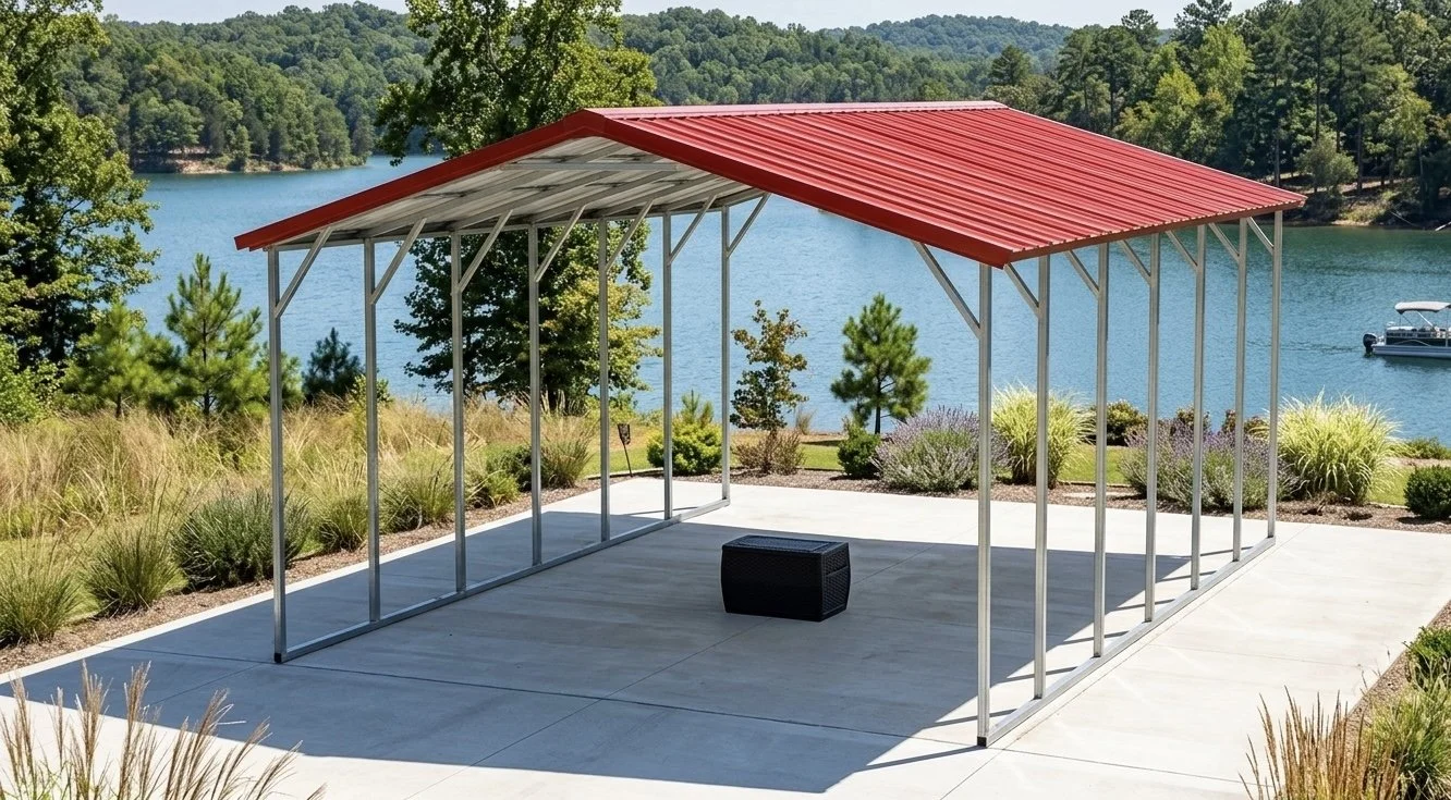Red Vertical Roof Metal Carport