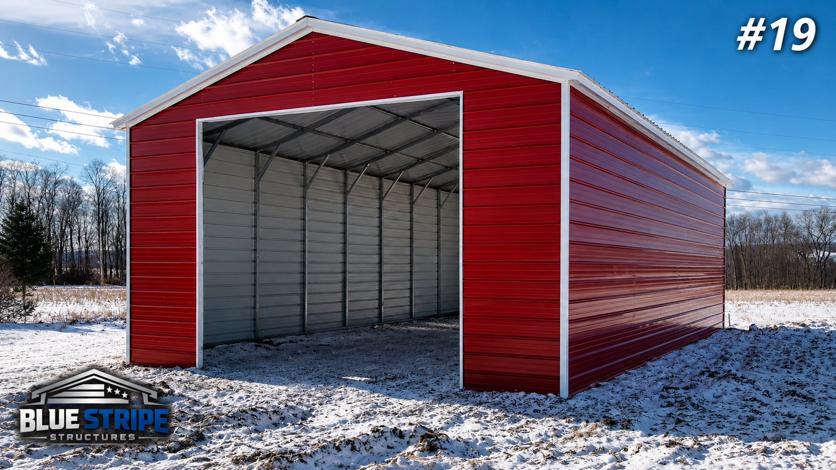 20' W x 40' L x 11' H, Enclosed Sides and Ends, (1) 10' x 10' Door Frame Out
