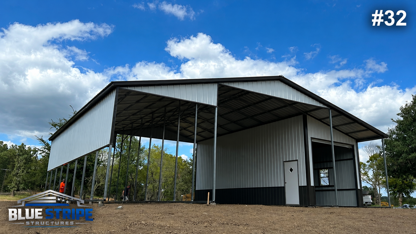Tall open-span steel building with high clearance access