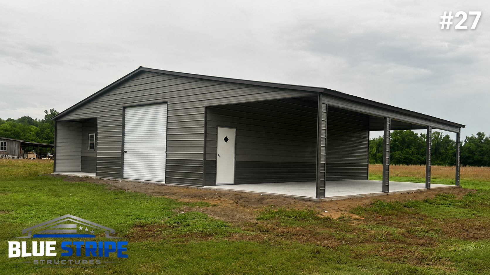Residential garage and lean-to combo metal building