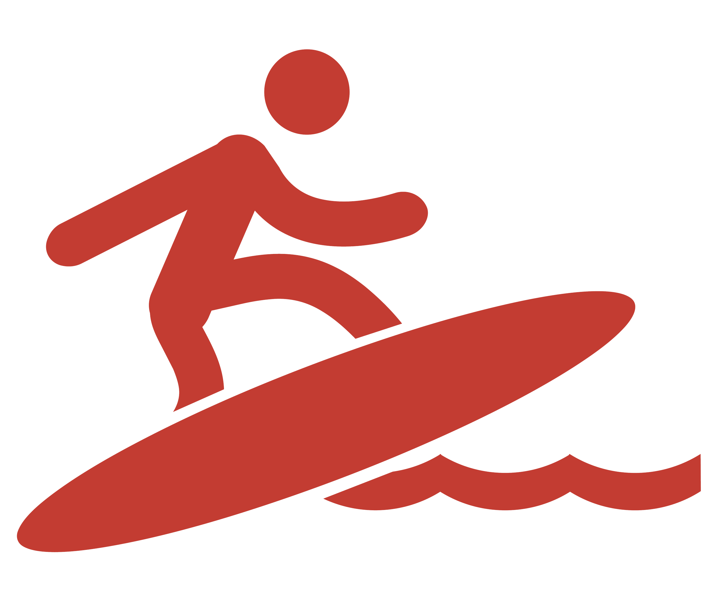 Abstract geometric illustration of a running person with a red circle head, red body, arms, and legs, and a background of black wavy lines.
