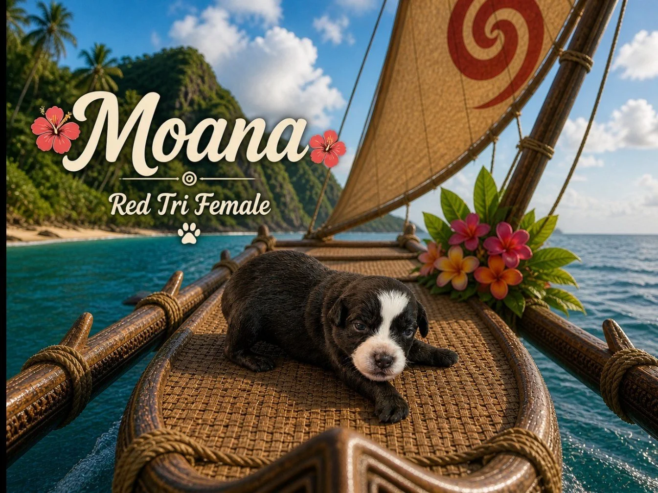 Moana of Aussomely Yours 
Black Tri Female