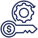A gear and a key icon, representing settings or security.