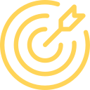 Stylized target with an arrow hitting the bullseye