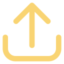 Upload icon, yellow upward arrow with a curved arrow underneath