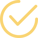 A gold checkmark inside a circle.