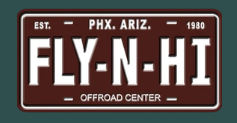 Sign for FLY-N-HI Offroad Center in Phoenix, Arizona, established in 1980.