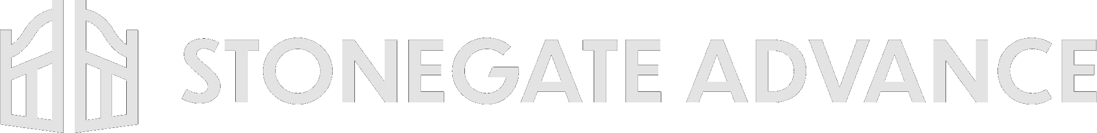 Logo of Stonegate Advance, featuring a stylized building or structure next to the text