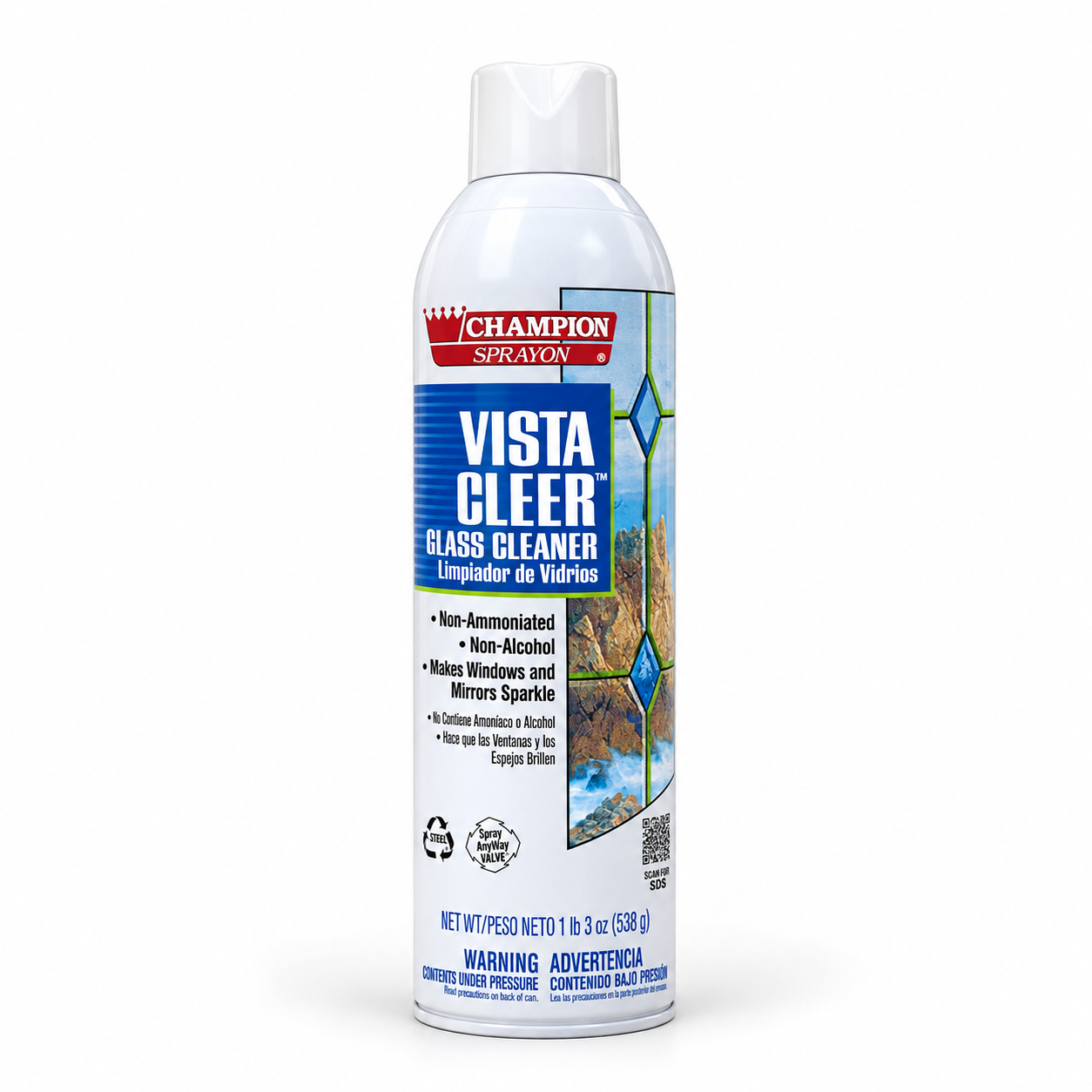 Champion Sprayon Vista Cleer Glass Cleaner – 19 oz. Aerosol Can