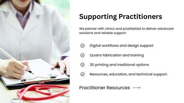 Explore practitioner resources for digital workflows, Quatro fabrication and training, 3D printing, education, and technical support.