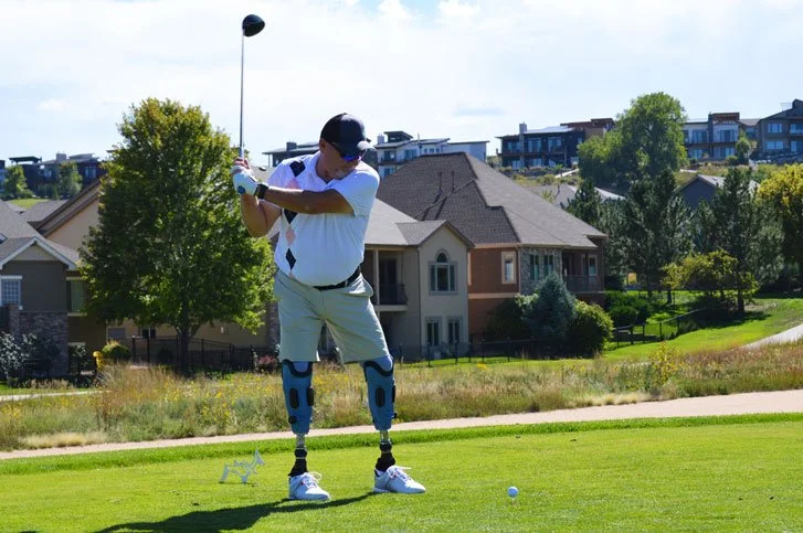 Jerry Melaragno, Patient Engagement Specialist at Quorum Prosthetics, golfing at the 2025 One Leg At A Time Charity Golf Tournament.