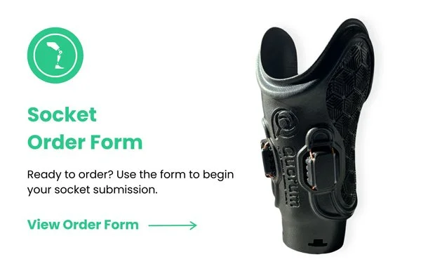 Quatro Socket Order Form for practitioners to submit case details, scan references, component information, and fabrication notes.
