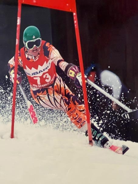 Joe Johnson competing in alpine skiing at the Paralympic Games.