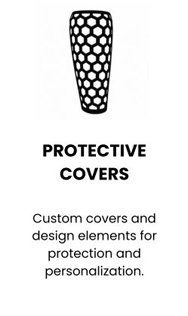 Protective leg covers made by Quorum using advanced technology and custom 3D printed design.