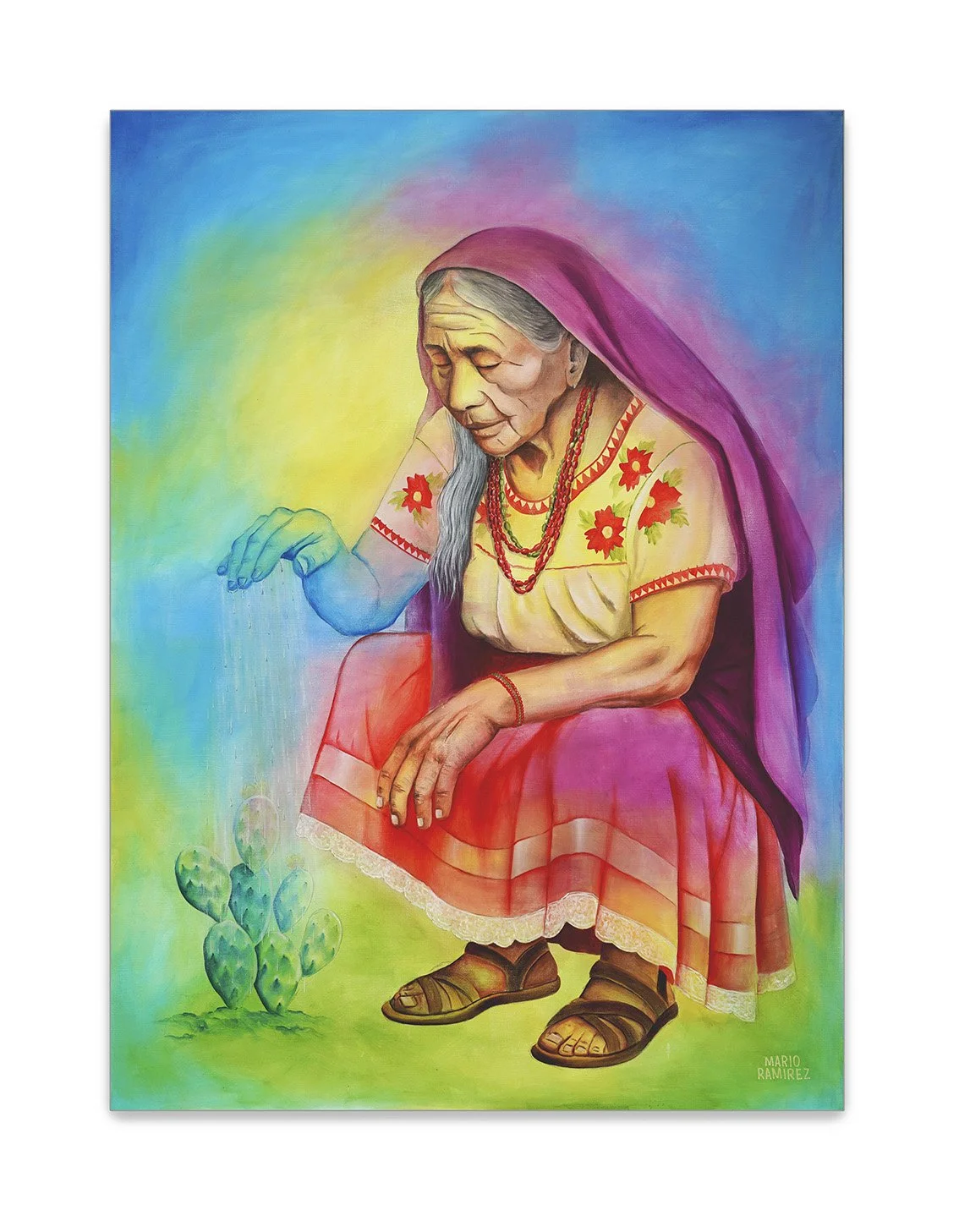 Riego a la Vida, acrílico, 150 x 110 cm, 2025, disponible