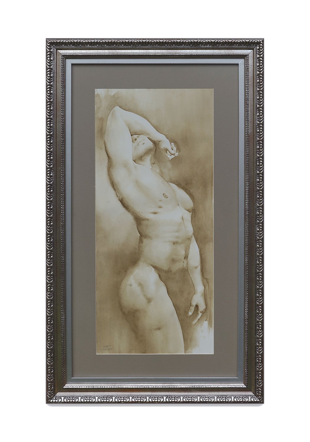 Sombras Sepia, acuarela, 85 x 49 cm, 2025, disponible