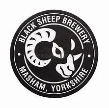 Black Sheep Brewery logo with a black and white sheep's head in the center, surrounded by the text 'Black Sheep Brewery Masham, Yorkshire'.