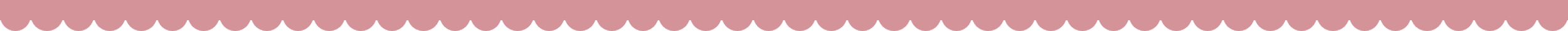 A pink, scalloped fabric border at the top of the image.