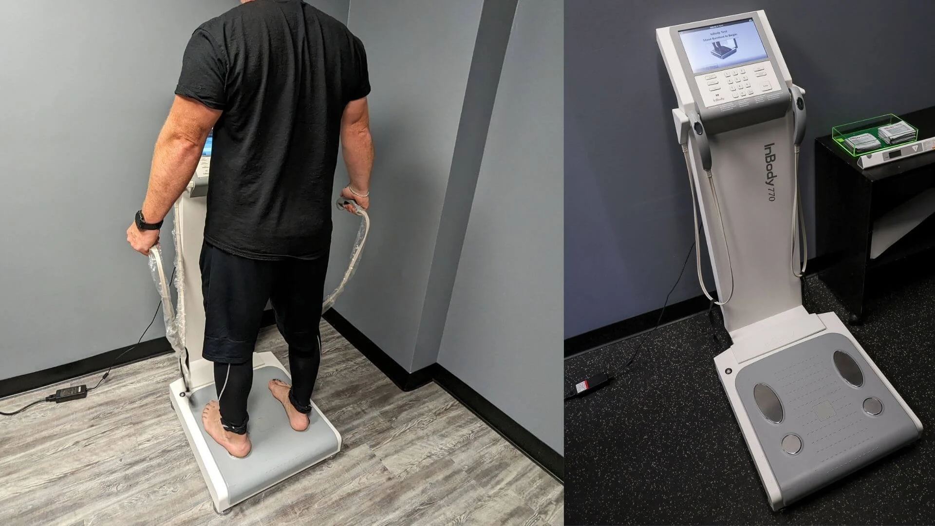 Nick, personal trainer at Peak Physique, using the inbody 770 body composition machine in troy, michigan