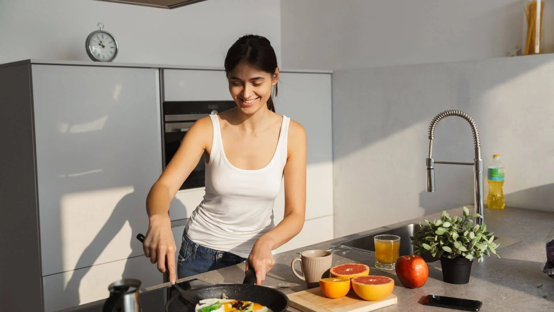 woman making a quick healthy meal